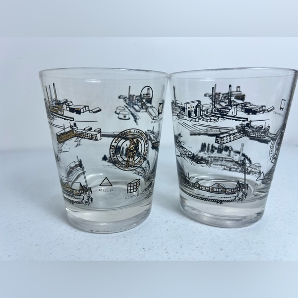 Set of 2 MCM Bar Glasses The Fraser Voyageur Symbolizing Progress Manufacturing - Picture 6 of 10